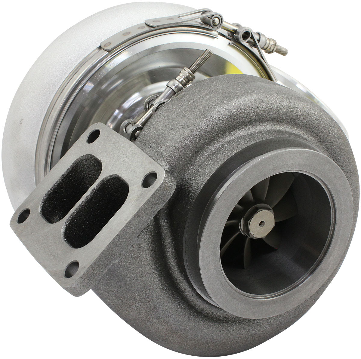 BOOSTED 8082 T4 1.01 Turbocharger 1600HP, Natural Cast Finish   External Wastegate, T4 Inlet Flange, V-Band Exhaust Flange