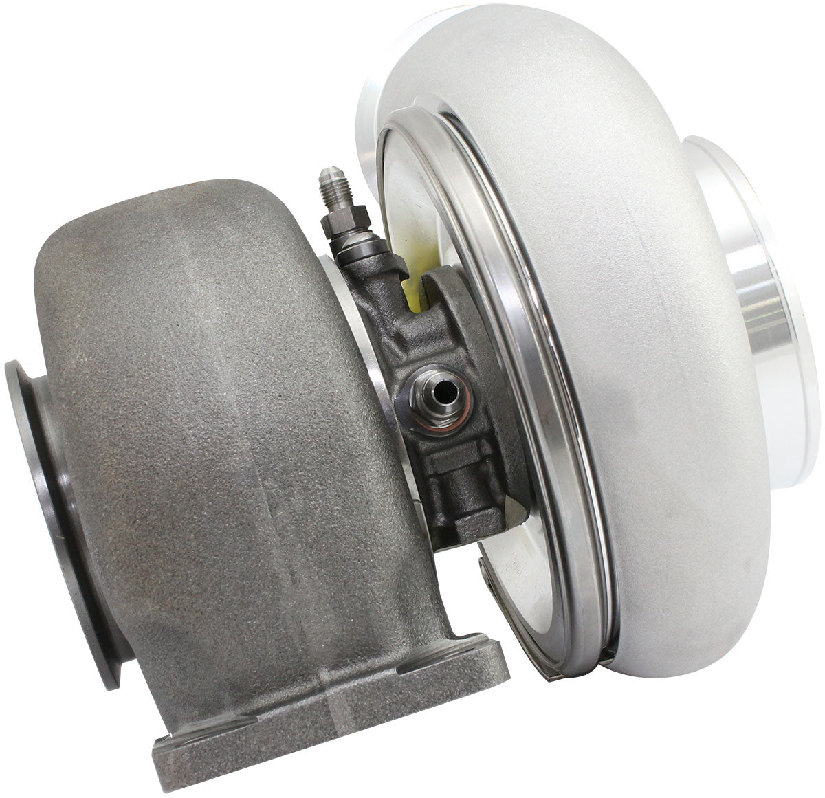BOOSTED 8082 T4 1.15 Turbocharger 1600HP, Natural Cast Finish   External Wastegate, T4 Inlet Flange, V-Band Exhaust Flange