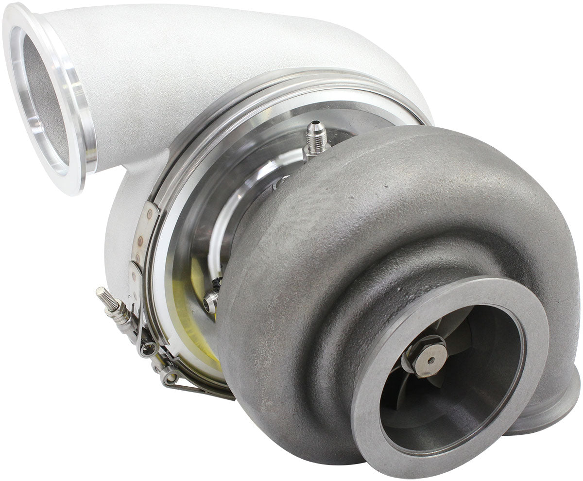 BOOSTED 8082 V-BAND 1.15 Turbocharger 1600HP, Natural Cast Finish   External Wastegate, V-Band Inlet Flange, V-Band Exhaust Flange