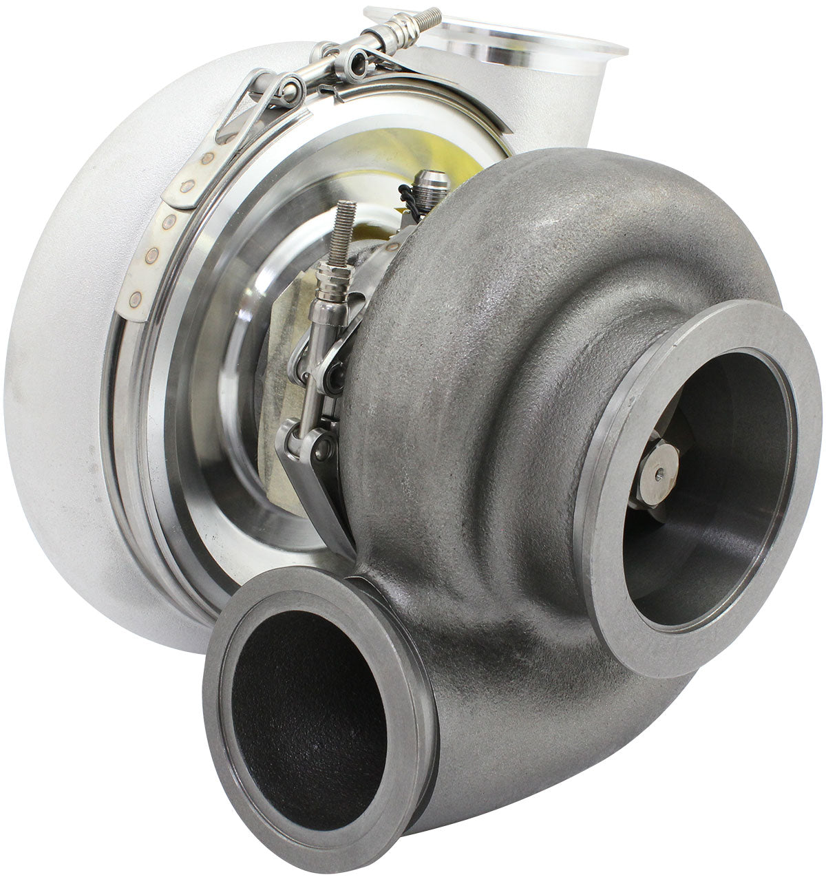 BOOSTED 8082 V-BAND 1.15 Turbocharger 1600HP, Natural Cast Finish   External Wastegate, V-Band Inlet Flange, V-Band Exhaust Flange