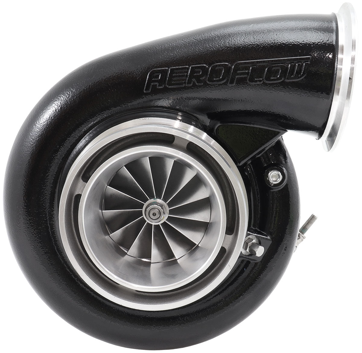 BOOSTED 8082 V-BAND 1.28 Turbocharger 1600HP, Hi Temp Black Finish   External Wastegate, V-Band Inlet Flange, V-Band Exhaust Flange
