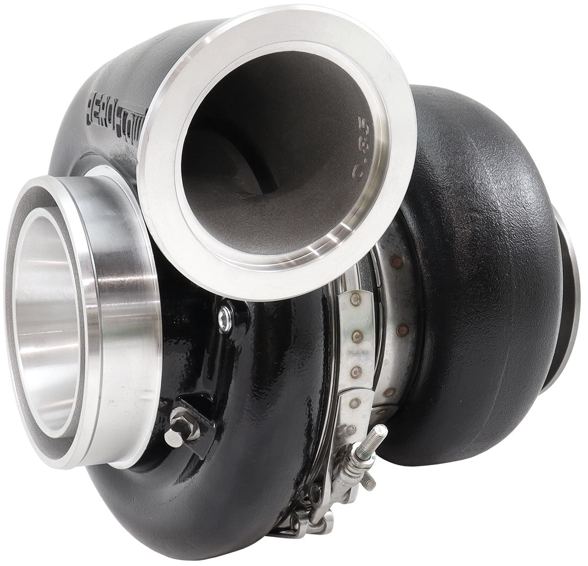 BOOSTED 8082 V-BAND 1.28 Turbocharger 1600HP, Hi Temp Black Finish   External Wastegate, V-Band Inlet Flange, V-Band Exhaust Flange