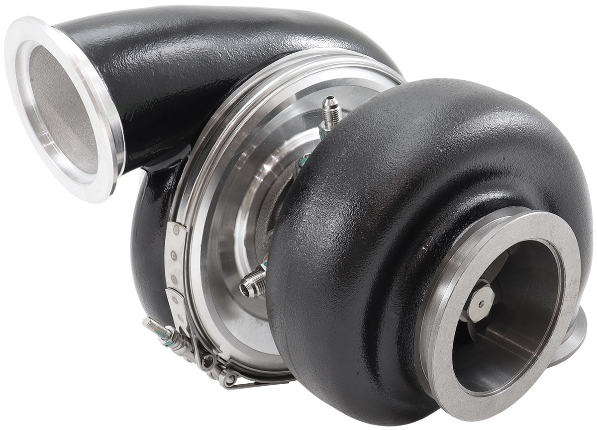 BOOSTED 8082 V-BAND 1.28 Turbocharger 1600HP, Hi Temp Black Finish   External Wastegate, V-Band Inlet Flange, V-Band Exhaust Flange