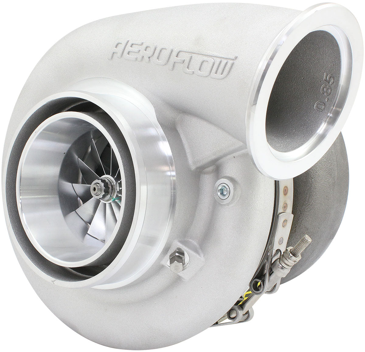 BOOSTED 8082 V-BAND 1.28 Turbocharger 1600HP, Natural Cast Finish   External Wastegate, V-Band Inlet Flange, V-Band Exhaust Flange