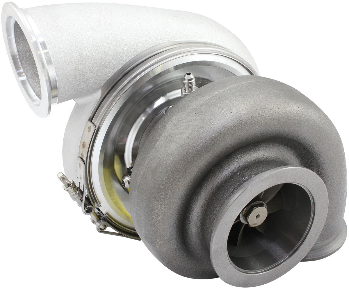 BOOSTED 8082 V-BAND 1.28 Turbocharger 1600HP, Natural Cast Finish   External Wastegate, V-Band Inlet Flange, V-Band Exhaust Flange