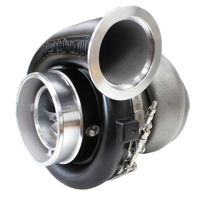 BOOSTED 8077 T6 1.26 Turbocharger 1250HP, Hi Temp Black Finish   External Wastegate, T6 Twin Entry Inlet Flange, V-Band Exhaust Flange
