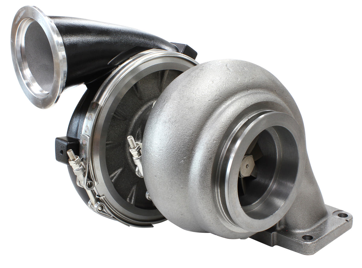 BOOSTED 8077 T6 1.26 Turbocharger 1250HP, Hi Temp Black Finish   External Wastegate, T6 Twin Entry Inlet Flange, V-Band Exhaust Flange