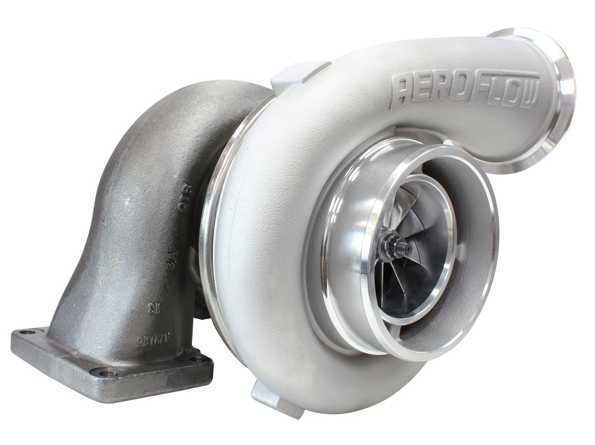 BOOSTED 8077 T6 1.26 Turbocharger 1250HP, Natural Cast Finish   External Wastegate, T6 Twin Entry Inlet Flange, V-Band Exhaust Flange