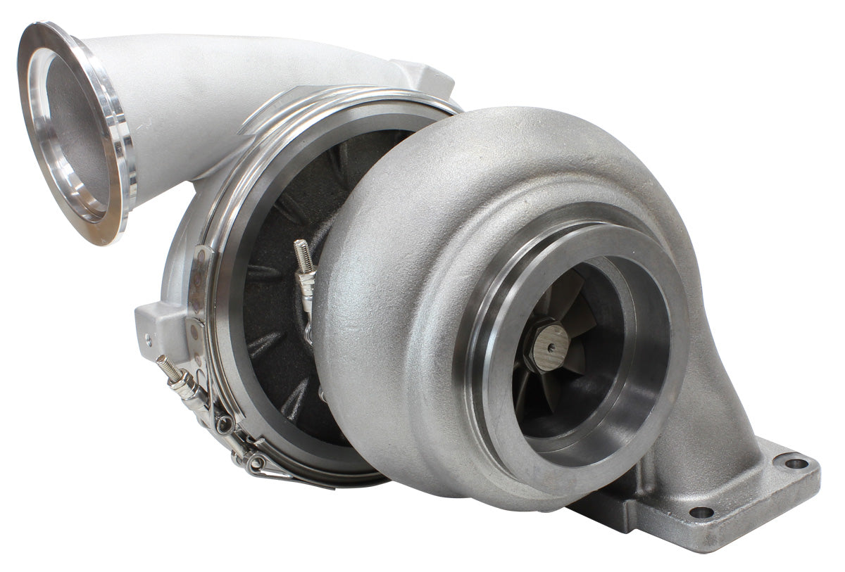 BOOSTED 8077 T6 1.26 Turbocharger 1250HP, Natural Cast Finish   External Wastegate, T6 Twin Entry Inlet Flange, V-Band Exhaust Flange