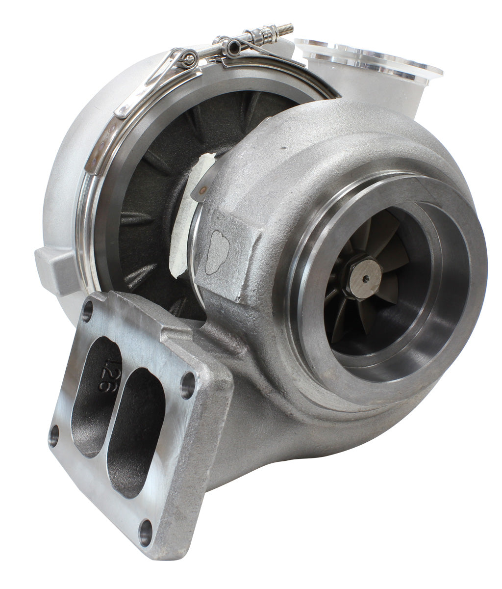 BOOSTED 8077 T6 1.26 Turbocharger 1250HP, Natural Cast Finish   External Wastegate, T6 Twin Entry Inlet Flange, V-Band Exhaust Flange