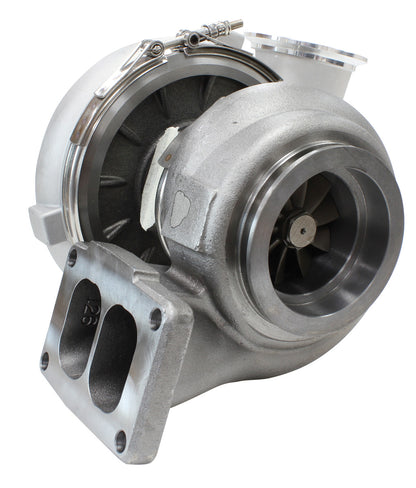 BOOSTED 8077 T6 1.26 Turbocharger 1250HP, Natural Cast Finish   External Wastegate, T6 Twin Entry Inlet Flange, V-Band Exhaust Flange