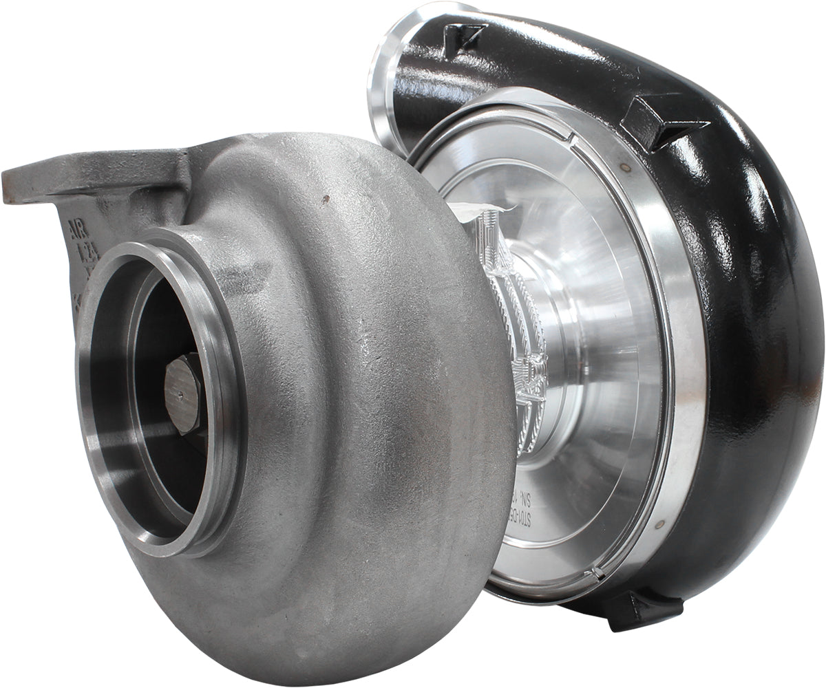BOOSTED 94103 T6 1.24 Turbocharger 2500HP, Hi Temp Black Finish   External Wastegate, T6 Twin Entry Inlet Flange, V-Band Exhaust Flange