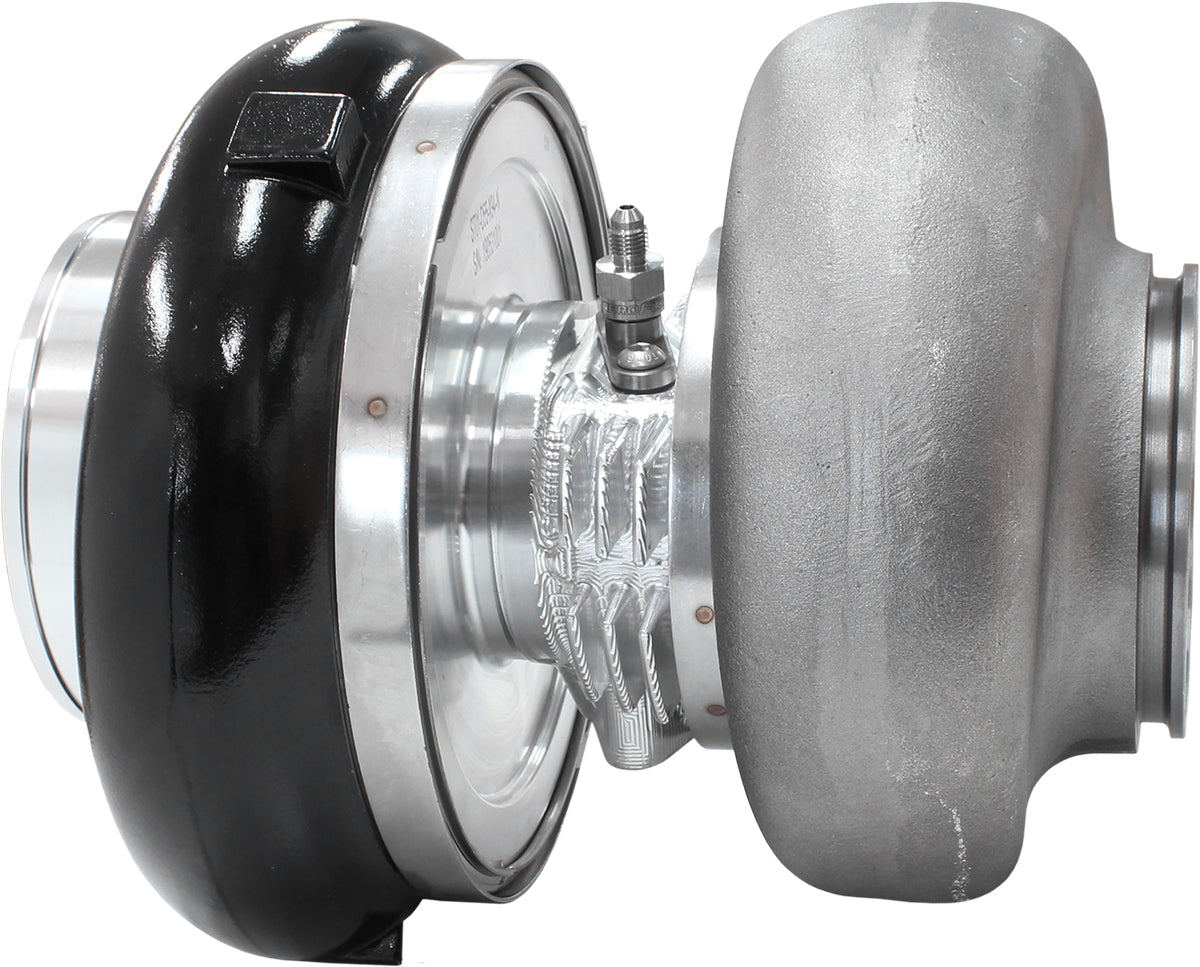 BOOSTED 94103 T6 1.24 Turbocharger 2500HP, Hi Temp Black Finish   External Wastegate, T6 Twin Entry Inlet Flange, V-Band Exhaust Flange