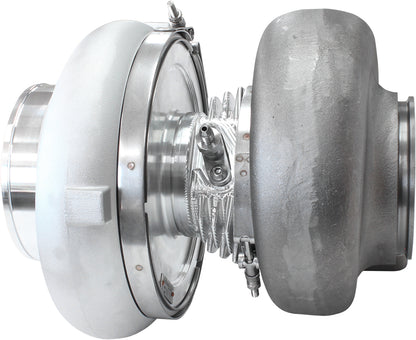 BOOSTED 94103 T6 1.24 Turbocharger 2500HP, Natural Cast Finish   External Wastegate, T6 Twin Entry Inlet Flange, V-Band Exhaust Flange
