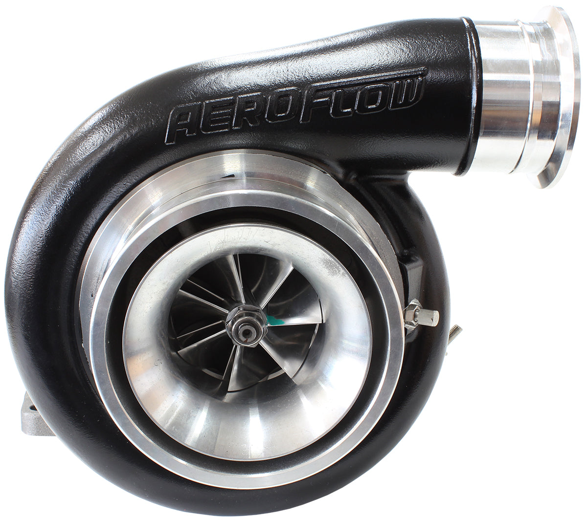 BOOSTED 7588 T6 1.32 Turbocharger 1500HP, Hi Temp Black Finish   External Wastegate, T6 Twin Entry Inlet Flange, V-Band Exhaust Flange