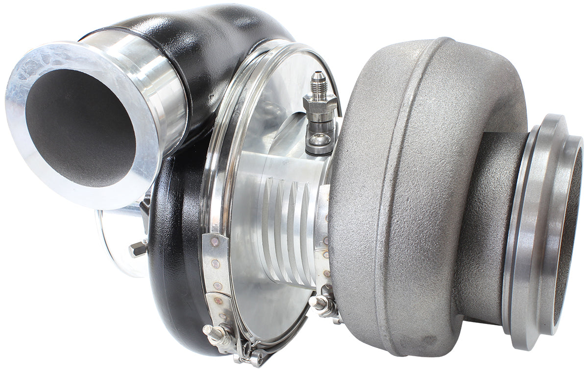 BOOSTED 7588 T6 1.32 Turbocharger 1500HP, Hi Temp Black Finish   External Wastegate, T6 Twin Entry Inlet Flange, V-Band Exhaust Flange