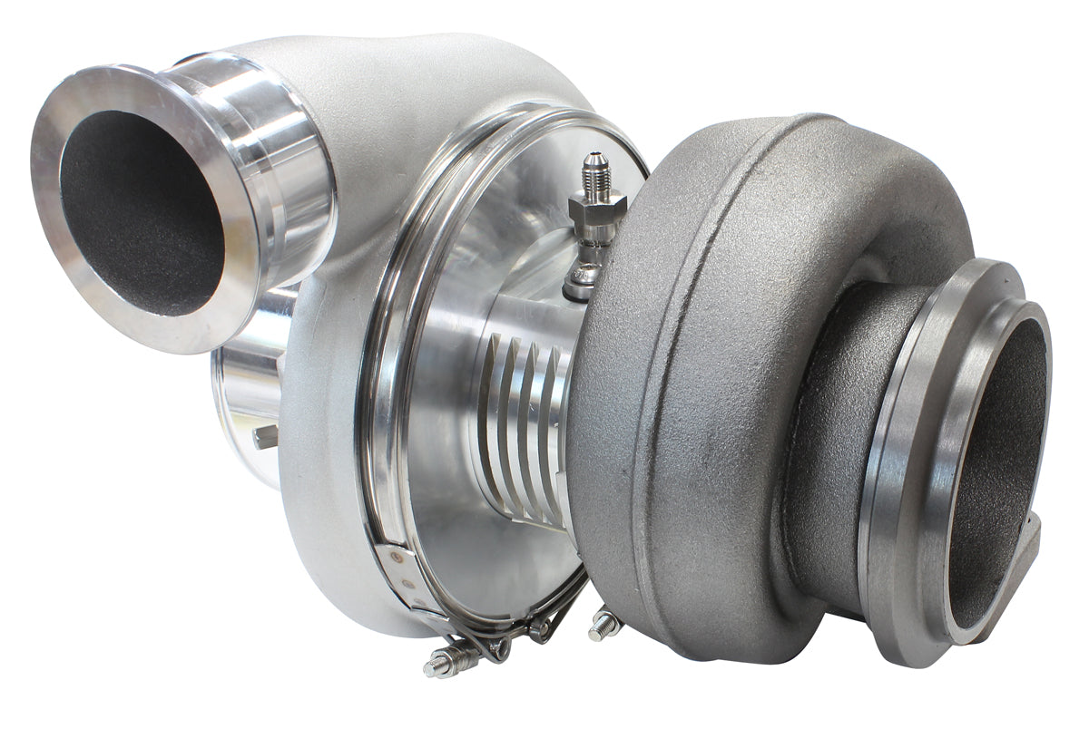 BOOSTED 7588 T6 1.32 Turbocharger 1500HP, Natural Cast Finish   External Wastegate, T6 Twin Entry Inlet Flange, V-Band Exhaust Flange