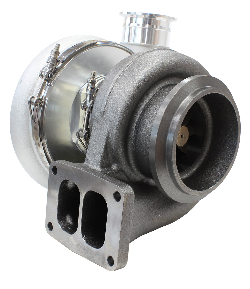 BOOSTED 7588 T6 1.32 Turbocharger 1500HP, Natural Cast Finish   External Wastegate, T6 Twin Entry Inlet Flange, V-Band Exhaust Flange