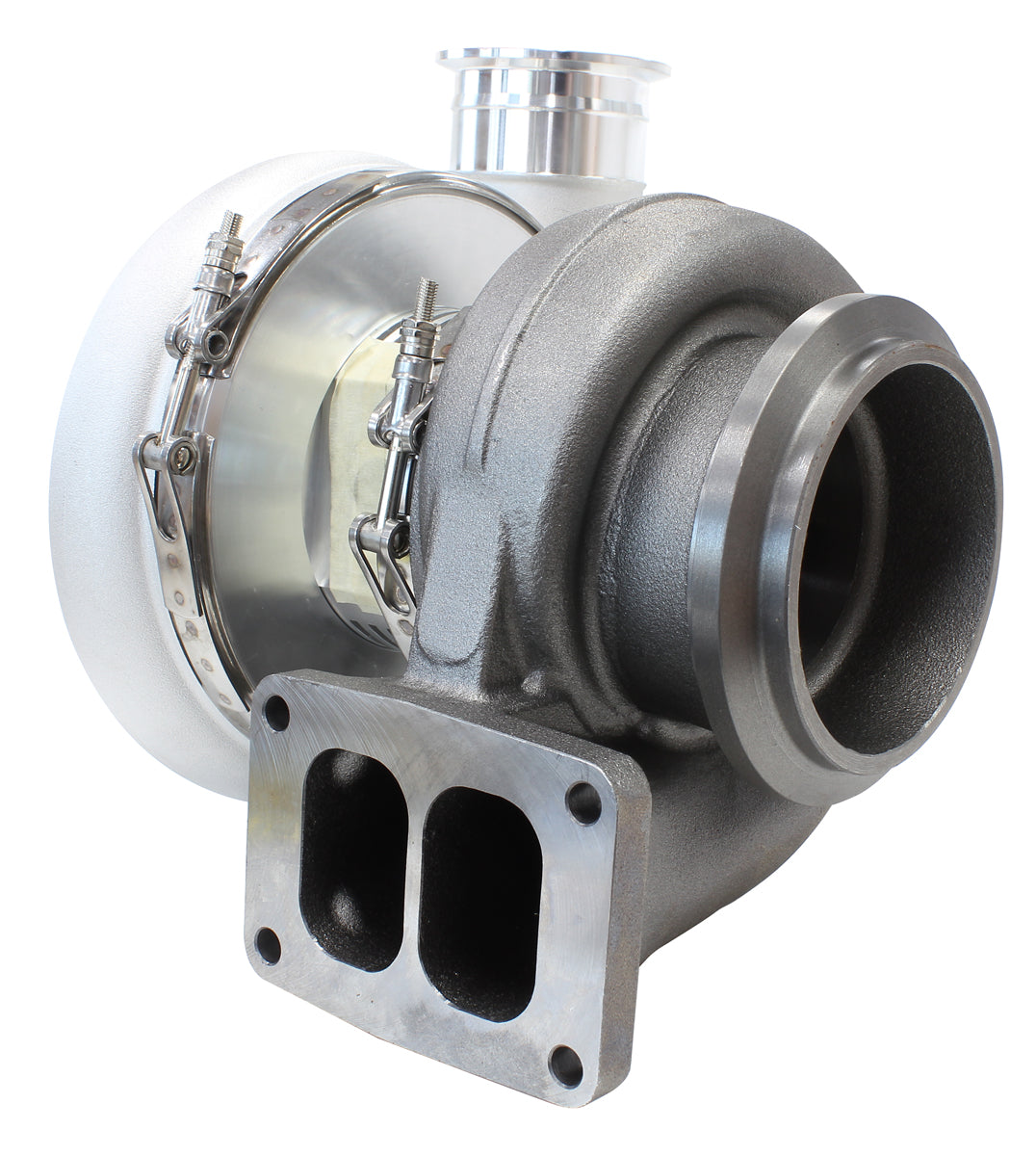 BOOSTED 8888 T6 1.32 Turbocharger 1600HP, Natural Cast Finish   External Wastegate, T6 Twin Entry Inlet Flange, V-Band Exhaust Flange
