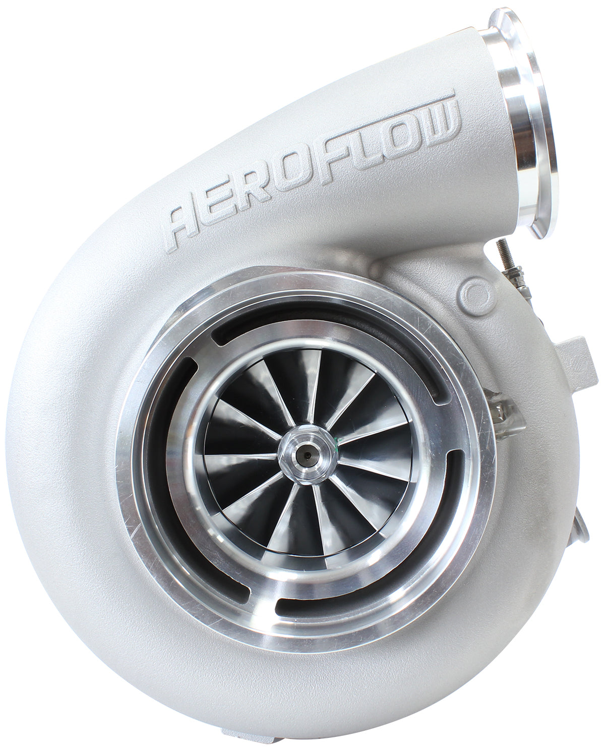 BOOSTED 94103 V-Band 1.22 Turbocharger 2000HP, Natural Cast Finish   External Wastegate, V-Band Inlet & Exhaust Flanges