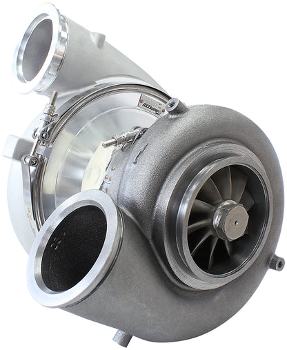 BOOSTED 94103 V-Band 1.22 Turbocharger 2000HP, Natural Cast Finish   External Wastegate, V-Band Inlet & Exhaust Flanges