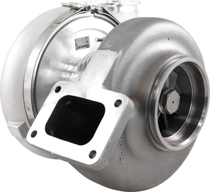 BOOSTED 88102 T6 1.24 Turbocharger 2500HP, Natural Cast Finish   External Wastegate, T6 Twin Entry Inlet Flange, V-Band Exhaust Flange