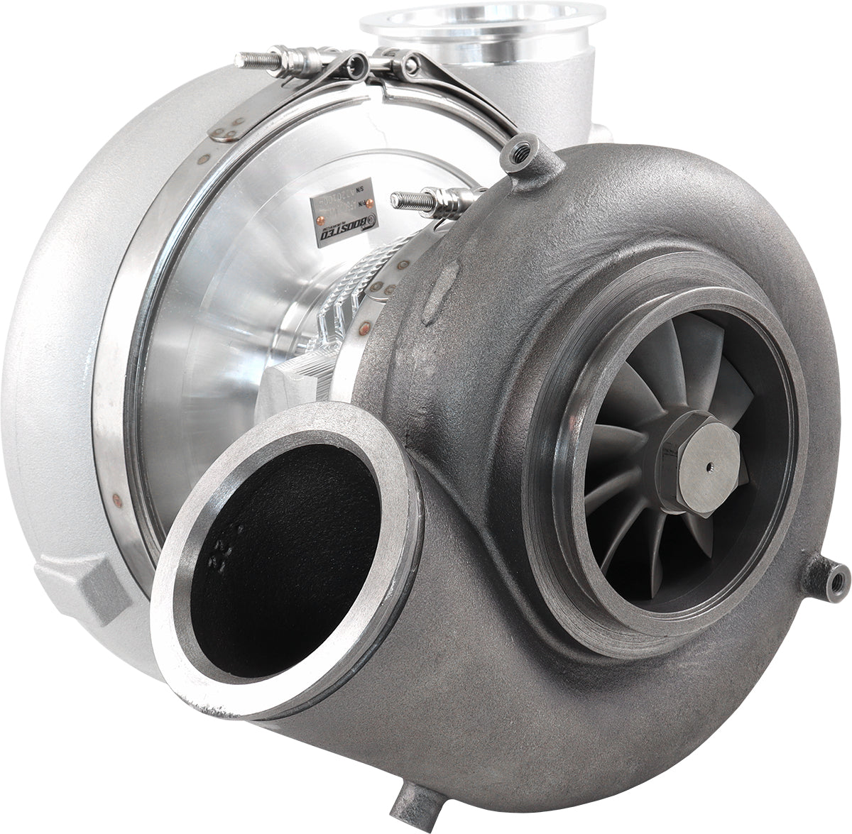 BOOSTED 88102 V-Band 1.22 Turbocharger 2500HP, Natural Cast Finish    External Wastegate, V-Band Inlet & Exhaust Flanges