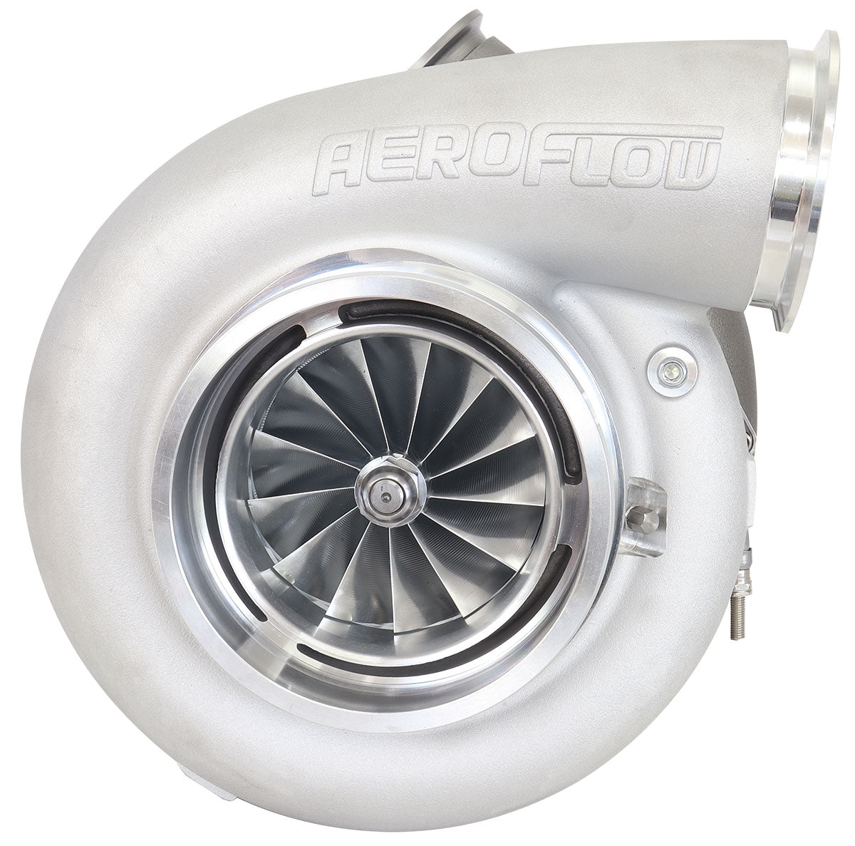 BOOSTED 106112 V-Band 1.25 Turbocharger 3000HP, Natural Cast Finish   External Wastegate, V-Band Inlet & Exhaust Flanges