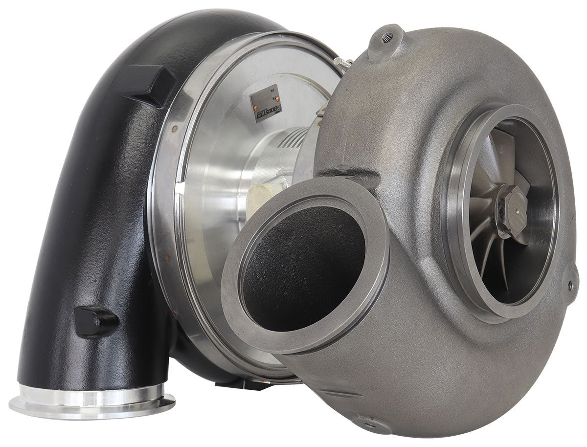 BOOSTED 106112 V-Band 1.25 Turbocharger 3000HP, Hi Temp Black Finish   External Wastegate, V-Band Inlet & Exhaust Flanges
