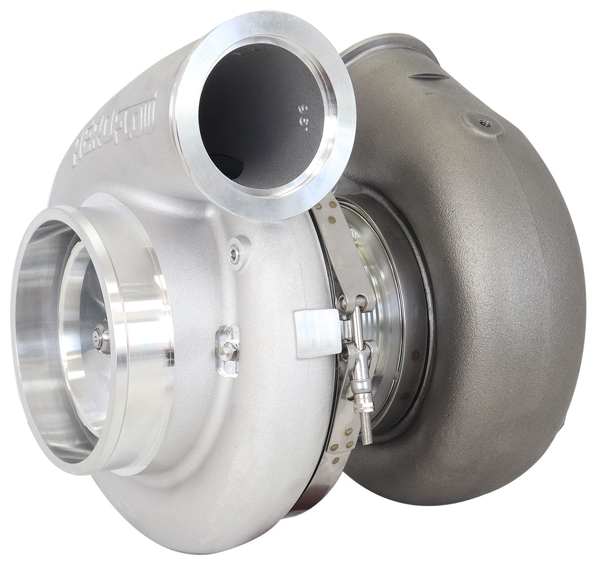 BOOSTED 106112 V-Band 1.25 Turbocharger 3000HP, Natural Cast Finish   External Wastegate, V-Band Inlet & Exhaust Flanges