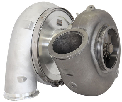 BOOSTED 106112 V-Band 1.25 Turbocharger 3000HP, Natural Cast Finish   External Wastegate, V-Band Inlet & Exhaust Flanges