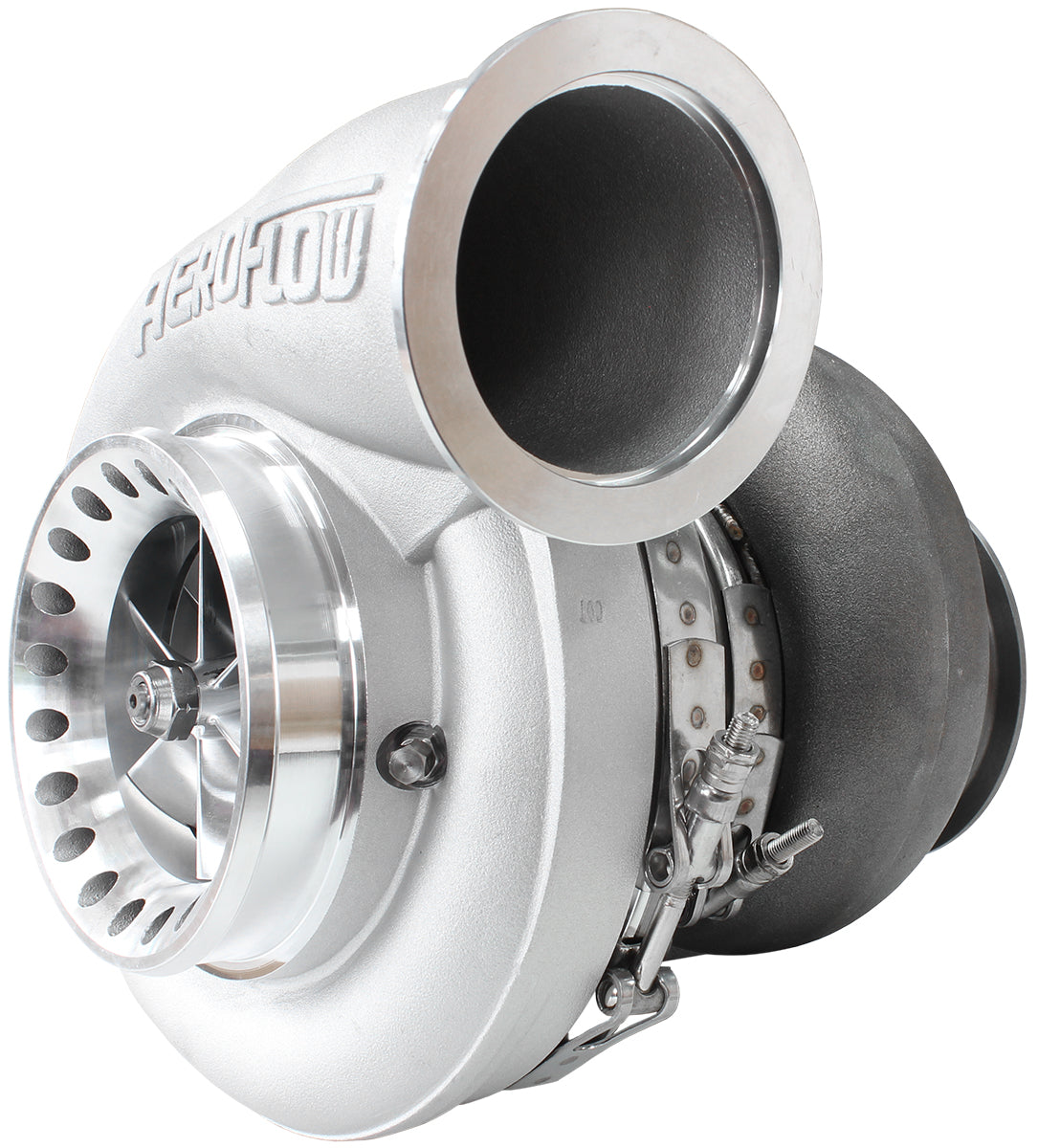 BOOSTED 8888 T4 1.25 Turbocharger 1600HP, Natural Cast Finish   External Wastegate, T4 Twin Entry Inlet Flange, V-Band Exhaust Flange