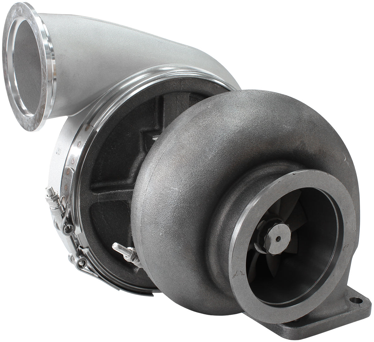 BOOSTED 8888 T4 1.25 Turbocharger 1600HP, Natural Cast Finish   External Wastegate, T4 Twin Entry Inlet Flange, V-Band Exhaust Flange