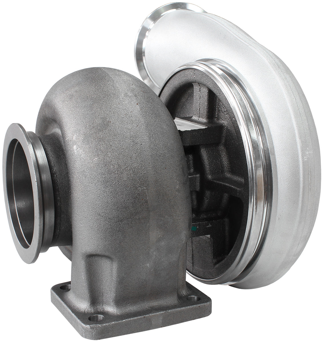 BOOSTED 8888 T4 1.25 Turbocharger 1600HP, Natural Cast Finish   External Wastegate, T4 Twin Entry Inlet Flange, V-Band Exhaust Flange