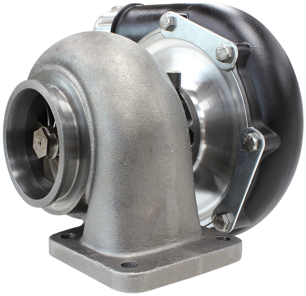 BOOSTED 7875 T4 .96 Turbocharger 950HP, Hi Temp Black Finish   External Wastegate, T4 Inlet Flange, V-Band Exhaust Flange