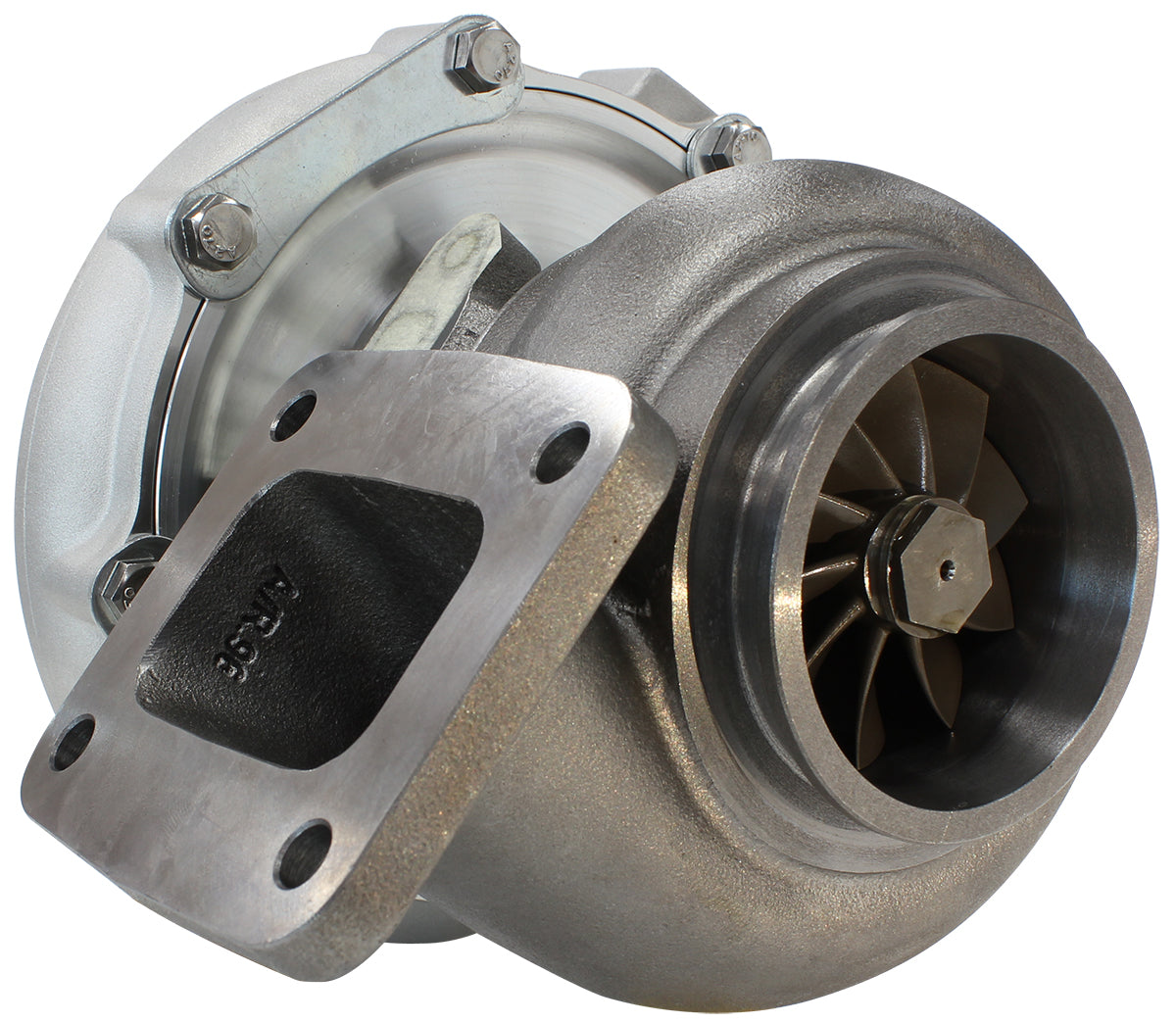 BOOSTED 7875 T4 .96 Turbocharger 950HP, Natural Cast Finish   External Wastegate, T4 Inlet Flange, V-Band Exhaust Flange