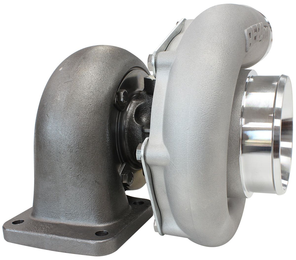BOOSTED 7875 T4 .96 Turbocharger 950HP, Natural Cast Finish   External Wastegate, T4 Inlet Flange, V-Band Exhaust Flange