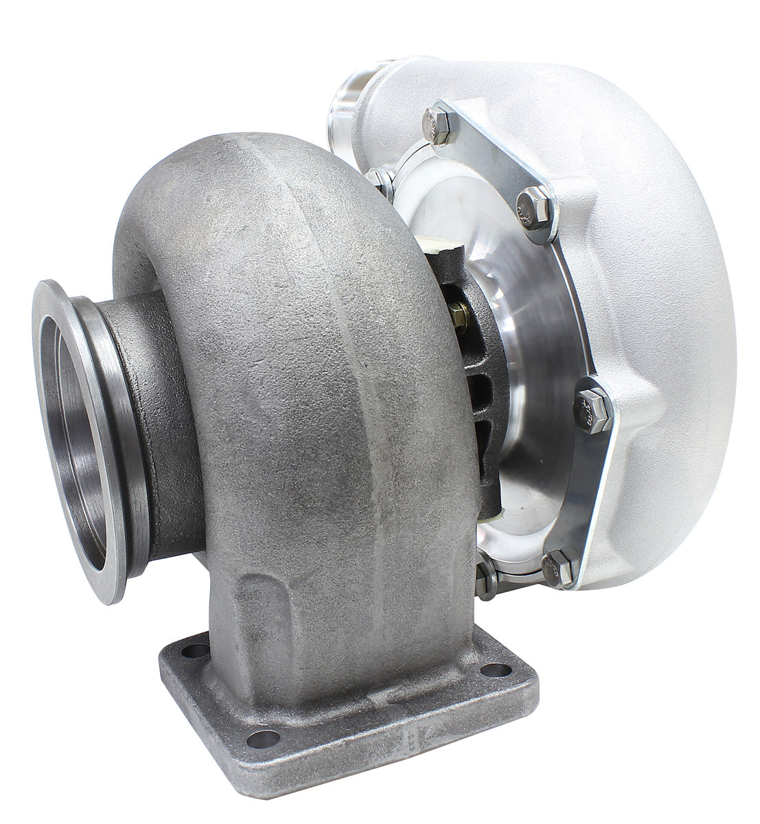 BOOSTED 7875 T4 1.25 Turbocharger 950HP, Natural Cast Finish   External Wastegate, T4 Inlet Flange, V-Band Exhaust Flange