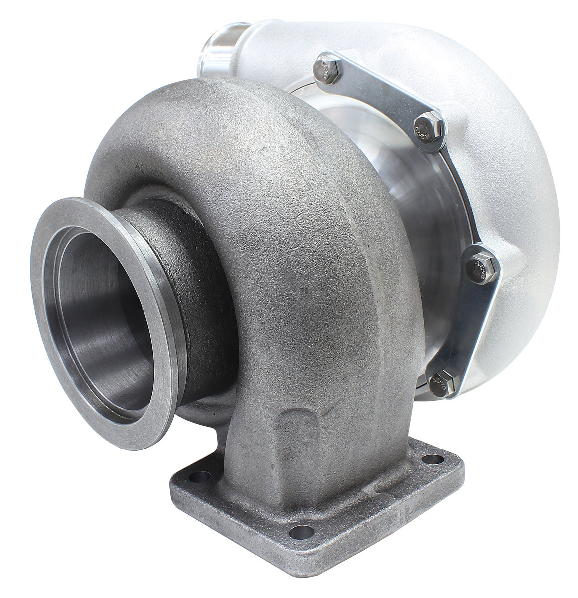 BOOSTED 7875 T4 1.25 Turbocharger 950HP, Natural Cast Finish   External Wastegate, T4 Inlet Flange, V-Band Exhaust Flange
