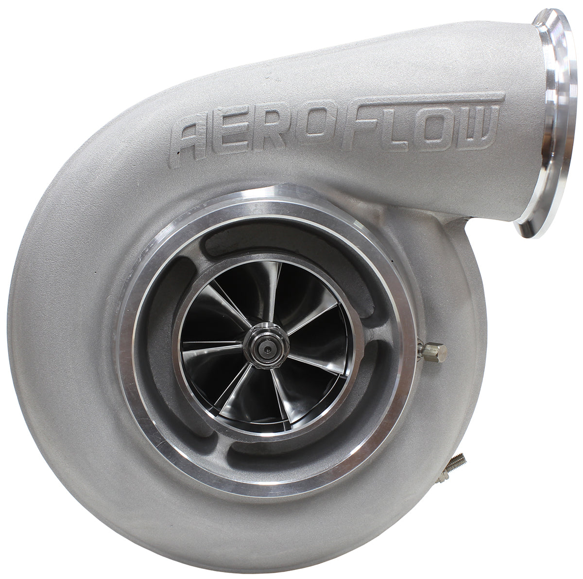 BOOSTED 7575 T4 1.10 Turbocharger 1050HP, Natural Cast Finish   External Wastegate, T4 Twin Entry Inlet Flange, V-Band Exhaust Flange