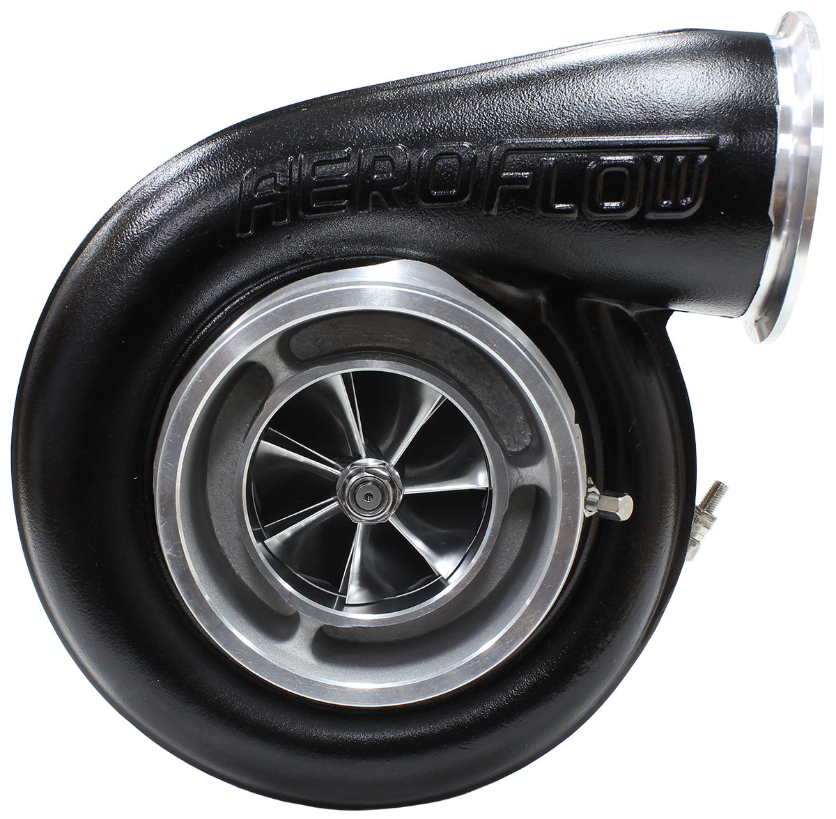 BOOSTED 7575 T4 1.10 Turbocharger 1050HP, Hi Temp Black Finish   External Wastegate, T4 Twin Entry Inlet Flange, V-Band Exhaust Flange