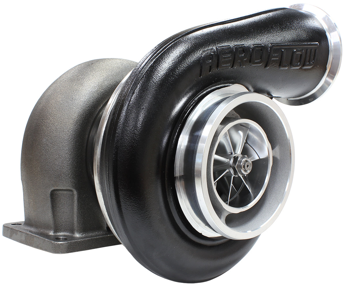 BOOSTED 7575 T4 1.10 Turbocharger 1050HP, Hi Temp Black Finish   External Wastegate, T4 Twin Entry Inlet Flange, V-Band Exhaust Flange