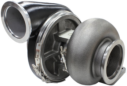 BOOSTED 7575 T4 1.10 Turbocharger 1050HP, Hi Temp Black Finish   External Wastegate, T4 Twin Entry Inlet Flange, V-Band Exhaust Flange