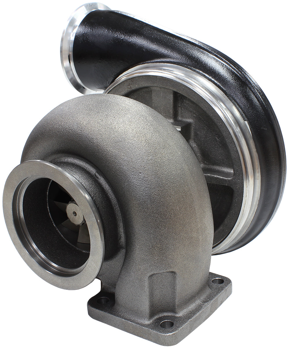 BOOSTED 7575 T4 1.10 Turbocharger 1050HP, Hi Temp Black Finish   External Wastegate, T4 Twin Entry Inlet Flange, V-Band Exhaust Flange