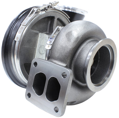 BOOSTED 7575 T4 1.10 Turbocharger 1050HP, Hi Temp Black Finish   External Wastegate, T4 Twin Entry Inlet Flange, V-Band Exhaust Flange
