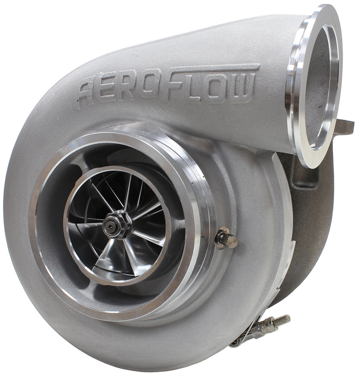 BOOSTED 7575 T4 1.10 Turbocharger 1050HP, Natural Cast Finish   External Wastegate, T4 Twin Entry Inlet Flange, V-Band Exhaust Flange
