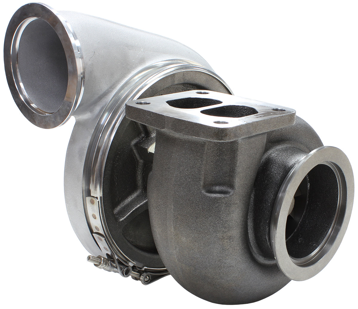 BOOSTED 7575 T4 1.10 Turbocharger 1050HP, Natural Cast Finish   External Wastegate, T4 Twin Entry Inlet Flange, V-Band Exhaust Flange