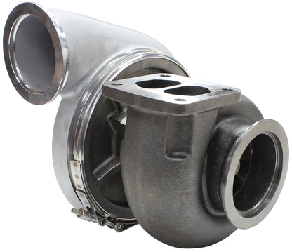 BOOSTED 7575 T4 1.10 Turbocharger 1050HP, Natural Cast Finish   External Wastegate, T4 Twin Entry Inlet Flange, V-Band Exhaust Flange
