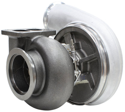 BOOSTED 7575 T4 1.10 Turbocharger 1050HP, Natural Cast Finish   External Wastegate, T4 Twin Entry Inlet Flange, V-Band Exhaust Flange