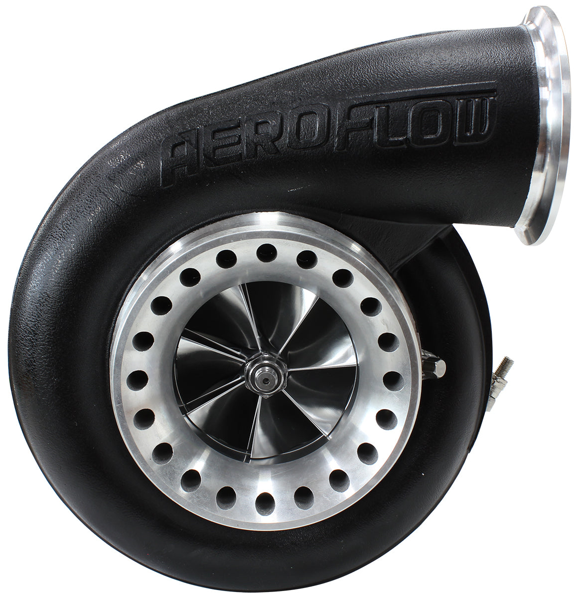 BOOSTED 8075 T4 1.10 Turbocharger 1250HP, Hi Temp Black Finish   External Wastegate, T4 Twin Entry Inlet Flange, V-Band Exhaust Flange